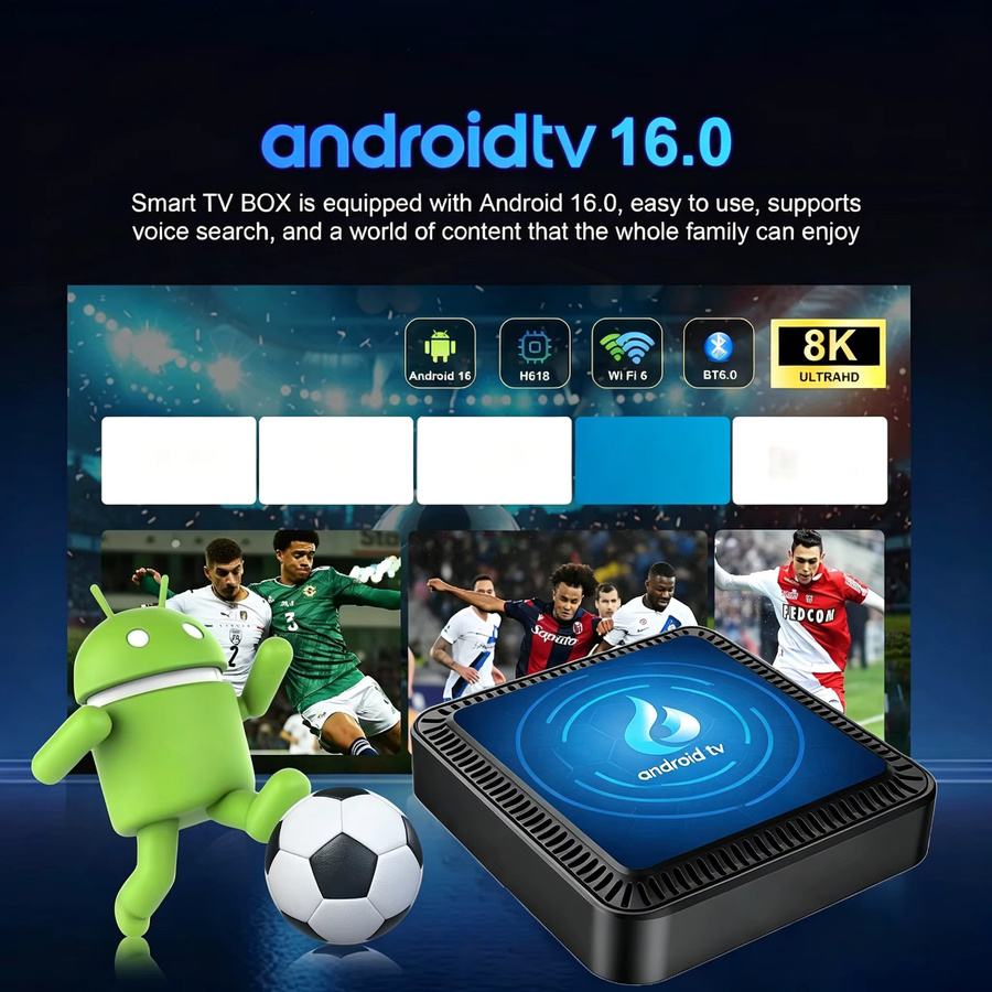 BLKJ Q17 Smart TV Box Media Streamer mit Android 16, 8K Auflösung, WLAN und Bluetooth 6.0, Schwarz - Bild 3