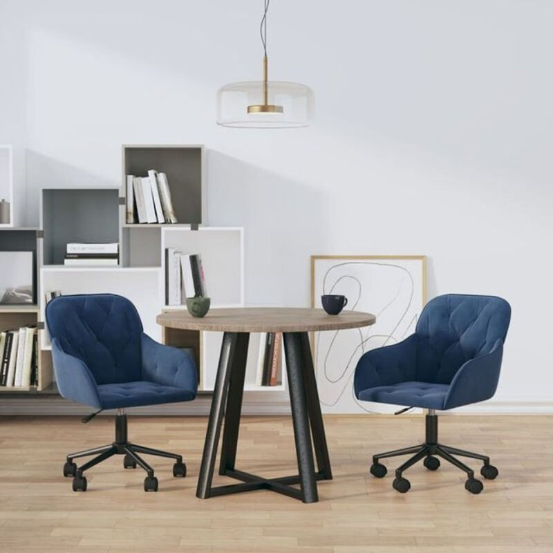 Set aus 2 drehbaren Esszimmerstühlen von Vidaxl in Blau aus Samt und Metall im modernen Design - Bild 1