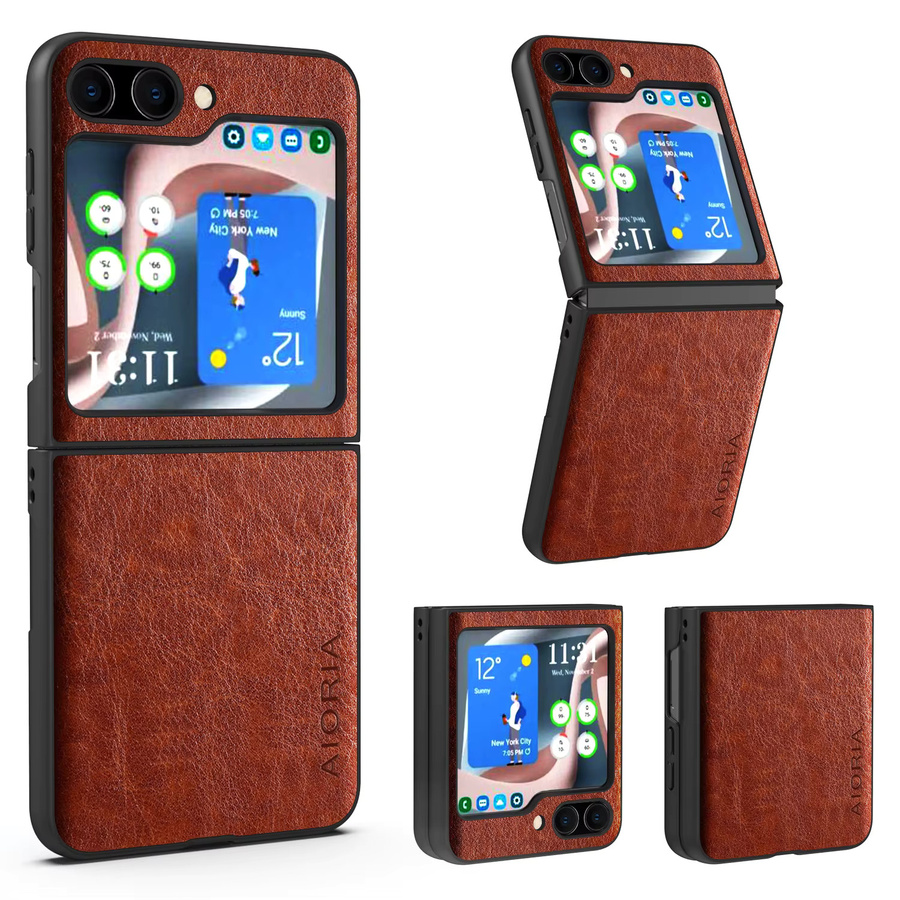 Luxus PU Leder Handyhülle für Samsung Galaxy Z Flip 5 4 3 in Schwarz mit Soft TPU und Hard PC Design - Bild 2