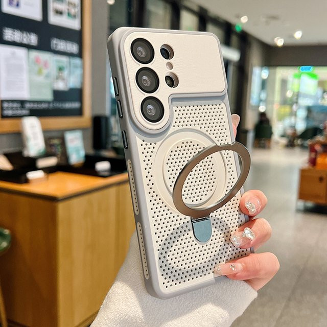 Stoßfeste Panzerhülle für Samsung Galaxy S26 Ultra S25 S24 Ultra mit magnetischem Ständer und Kameraschutz, Farbe: Schwarz - Bild 1