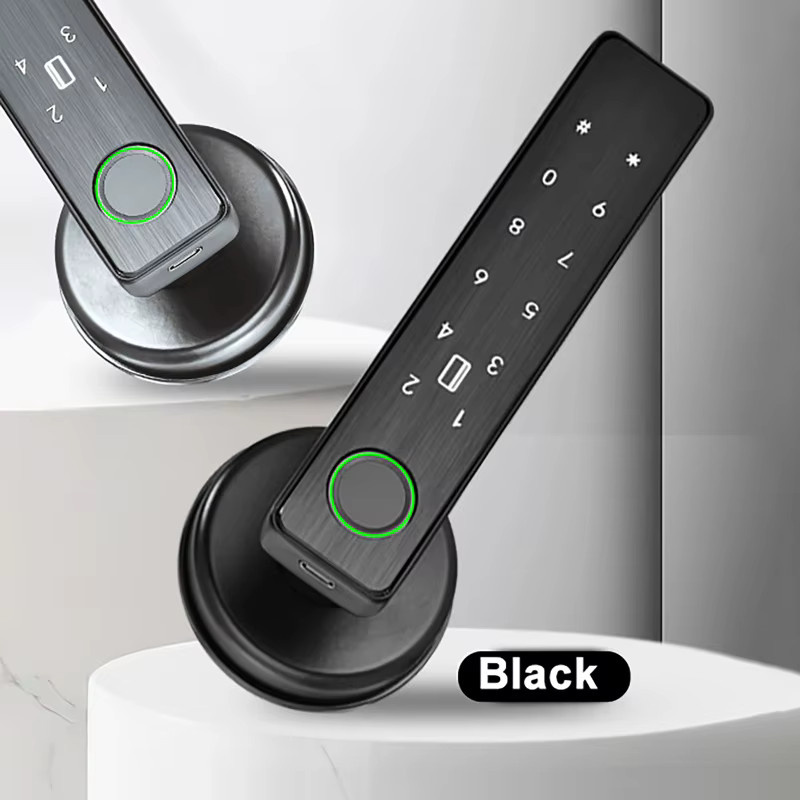 Smartes Digitales Türschloss mit Tuya App und WLAN-Fernbedienung in Schwarz mit Fingerabdruck, Passwort, RFID und IC-Karte für Holz- und Metalltüren - Bild 3