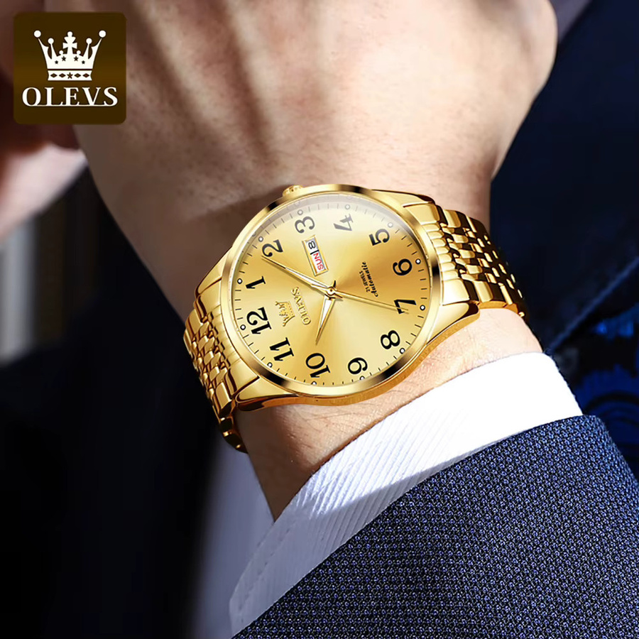 OLEVS Armbanduhr Automatik, Edelstahl, Bicolor, Gold, Herren - Bild 3