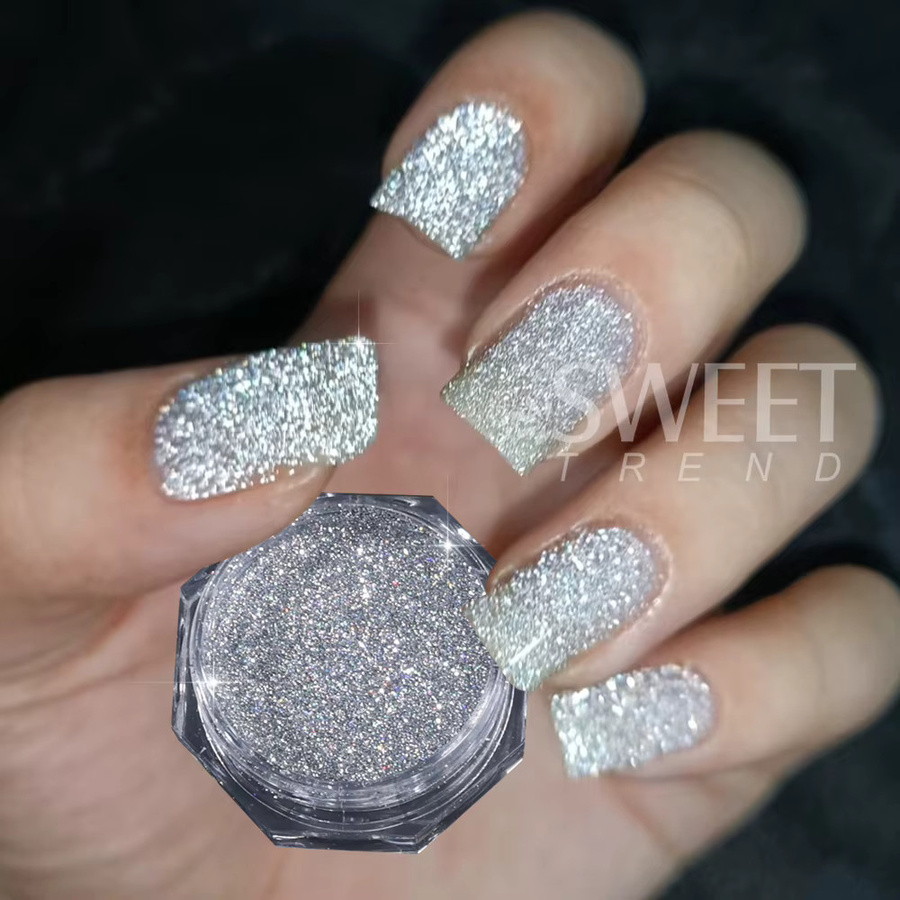 SWEET TREND Nagel Glitter Pulver, Silbrig, 3 Boxen - Bild 2