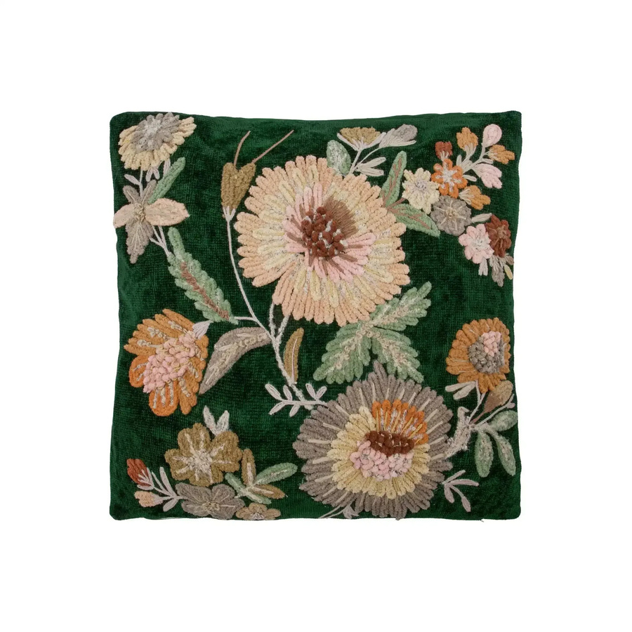 House Doctor Kissenbezug Bota mit floralem Muster aus Baumwolle in Grün und Rosa, B/T/H: 50 x 50 x 50 cm - Bild 1
