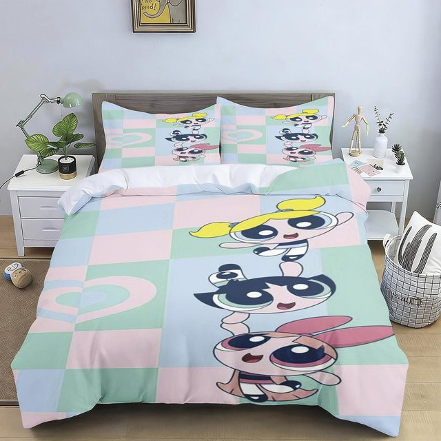 2/3-teiliges Bettwäsche-Set Flylo The Powerpuff Girls mit Cartoon-Aufdruck aus Mikrofaser, Mehrfarbig, B: 173 cm, L: 218 cm - Bild 1
