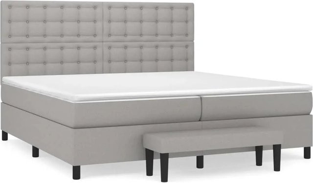 vidaXL Boxspringbett Hybrid mit Matratze und Kopfteil Hellgrau B/T: 200 x 200 cm - Bild 1