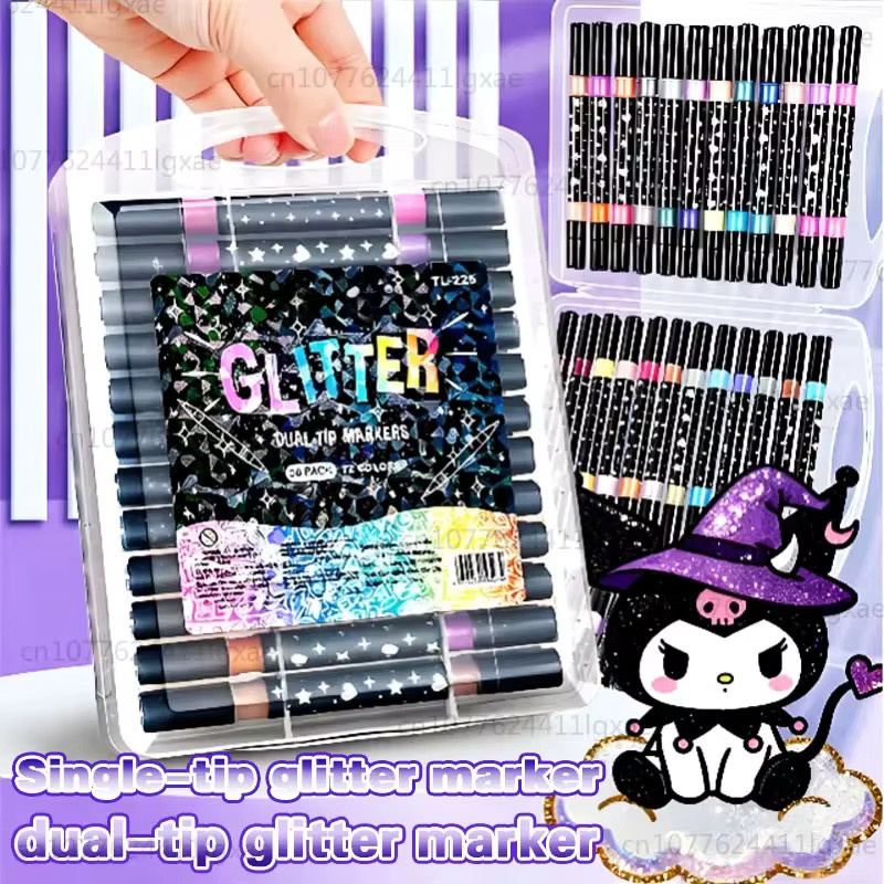 Glitter-Kunstmarker mit Einzel- und Doppelspitzen in Multicolour für DIY-Bastelarbeiten und Gestaltung von Geburtstagskarten - Bild 6