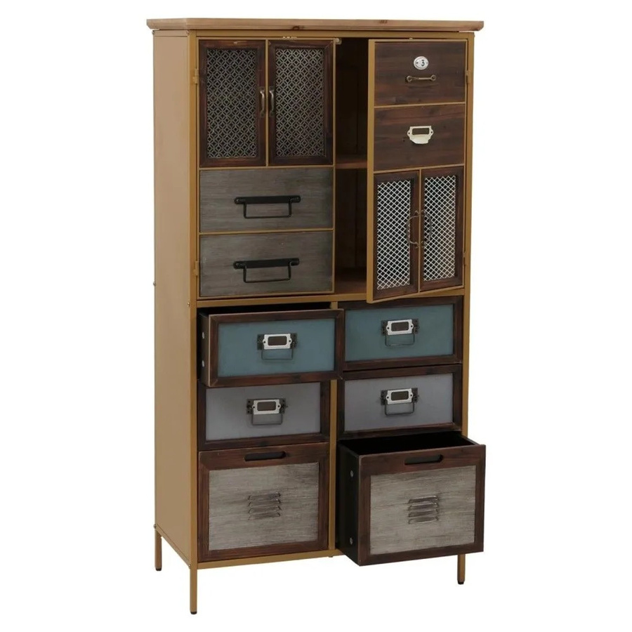 Apothekerkommode MCW-O80 Highboard im Vintage Shabby-Look, Blau Metalloptik, B/T/H: 136 x 73 x 35 cm - Bild 2