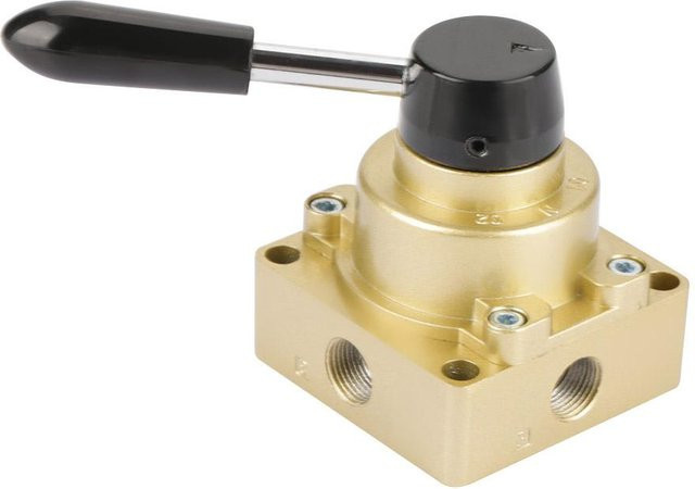 Neoglint HV03 G38 Pneumatisches Drehhandhebelventil mit 3 Positionen und 4 Möglichkeiten in Gold - Bild 1