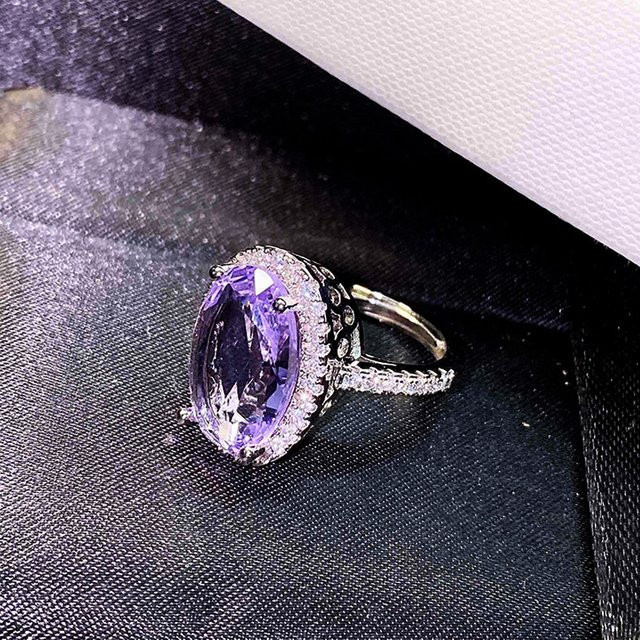 Huitan Ring, Lila Zirkonia, Silber, Damen - Bild 1