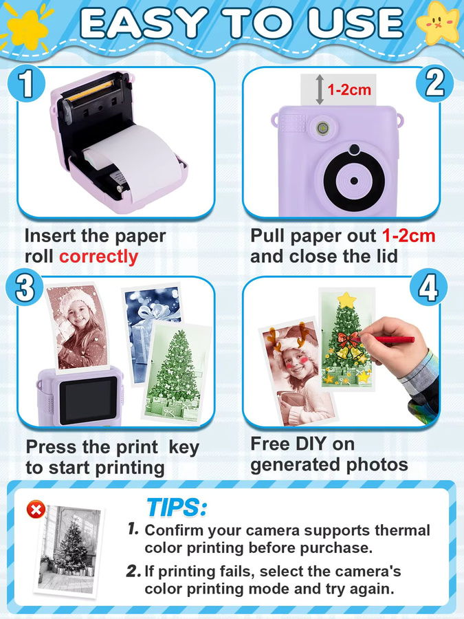 5-farbige Mini-Nachfüllpackung für Sofortbildkamera-Papierrollen, kompatibles HD-Fotodruckerpapier in Multicolor - Bild 2