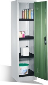 C+P Umweltschrank mit Drehtür und 4 Polyethylen-Wannen, Front Resedagrün, Korpus Lichtgrau, H x B x T: 195 x 50 x 50 cm - Bild 1