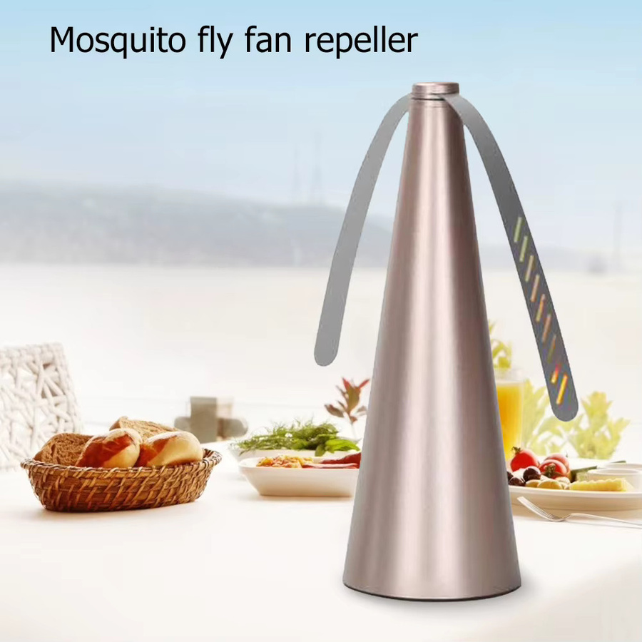 VODOOL Fliegenfächer für Tische, 2er-Set tragbare Outdoor-Ventilatoren in Schwarz und Silber für Picknick, Restaurant und Party - Bild 3