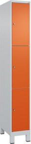 C+P Schließfachschrank Classic PLUS mit Füßen, 1 Abteil, Grau mit Reinorange Front, H x B x T: 195 x 30 x 50 cm - Bild 1