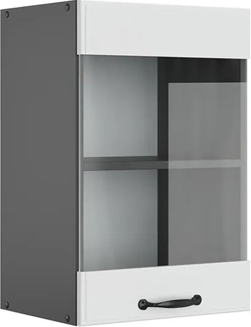 Vicco R-Line Küchenglasschrank im Landhausstil mit Glastüren, Weiß/Anthrazit, B: 40 cm, H: 60 cm, T: 31 cm - Bild 1