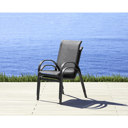 Merxx Amalfi Stapelsessel 2er-Set aus Aluminium und Textil in Graphit und Diamantbraun B/H/T: 56 x 97 x 76 cm - Bild 4