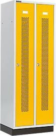 Schäfer Shop Select Kleiderspind mit 2 Abteilen, gelochten Streifen, Sockel und Zylinderschloss, Farbe: Rapsgelb, Breite: 300 mm - Bild 1