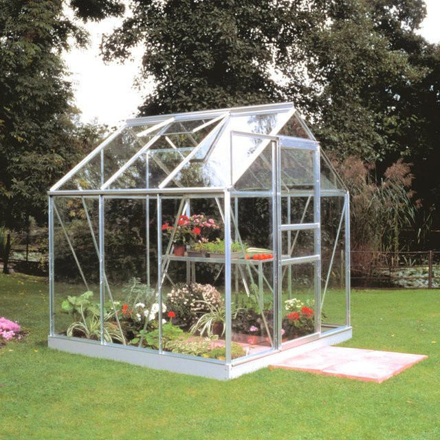 Halls Gewächshaus Popular aus Aluminium in Silber mit 3,8 m² Fläche und Glaspaneelen - Bild 1