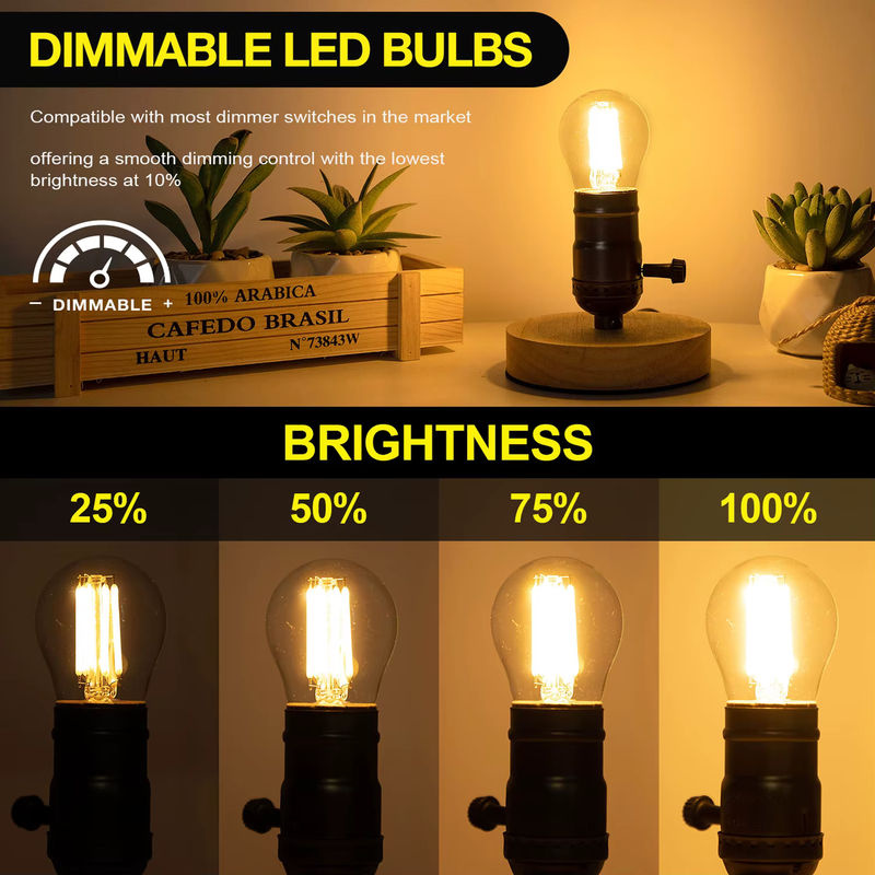 Genixgreen 6er-Pack G45 LED-Glühbirnen E27, Kugelform, warmweiß 2700K, dimmbar, transparent, 4W (entspricht 40W) - Bild 5