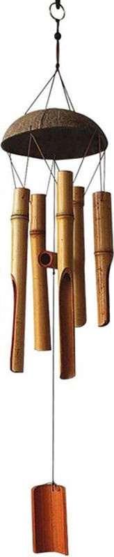 Tooarts Windspiel aus Bambus und Kokosnussschalen in Braun, rustikale Hängedekoration für Garten und Außenbereich, H x B x T: 75 x 14,5 x 14,5 cm - Bild 1