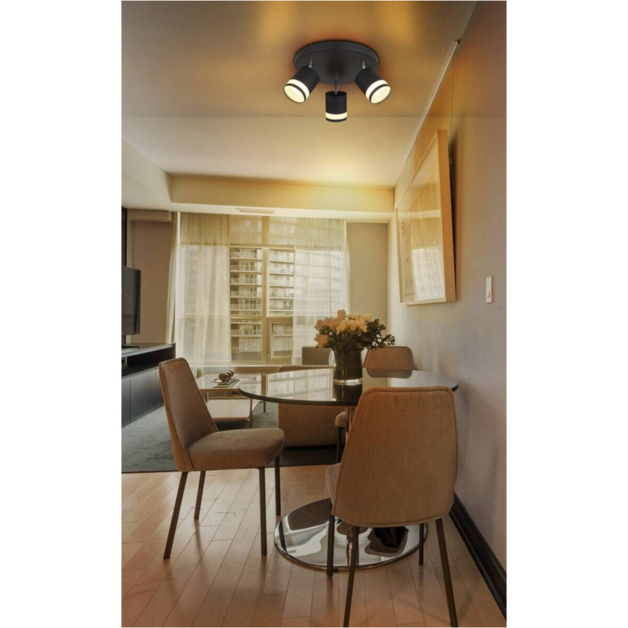 GLOBO LED Pendelstrahler Opal Schwarz aus Metall und Kunststoff mit 3 Brennstellen, Höhe: 18,5 cm, Durchmesser: 30 cm - Bild 3