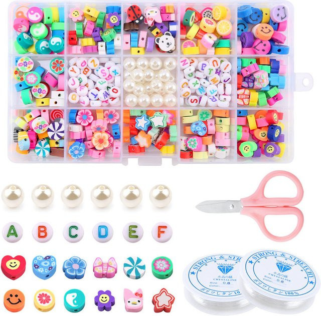 QIAO Polymer Clay Perlen Kit, Herz, Stern, Charms - Bild 1