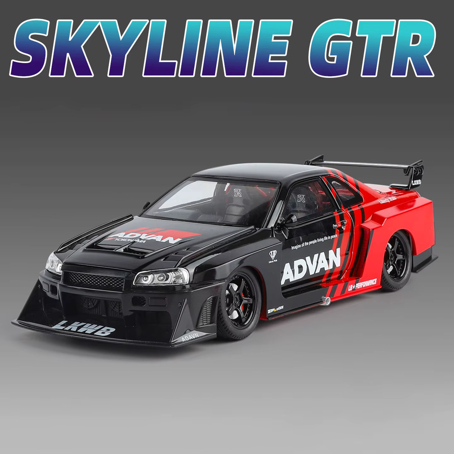 MAKEDA Silvia Skyline Ares GT-R R34, Sportwagenmodell, 1:24, Metall, mit Licht und Sound - Bild 2