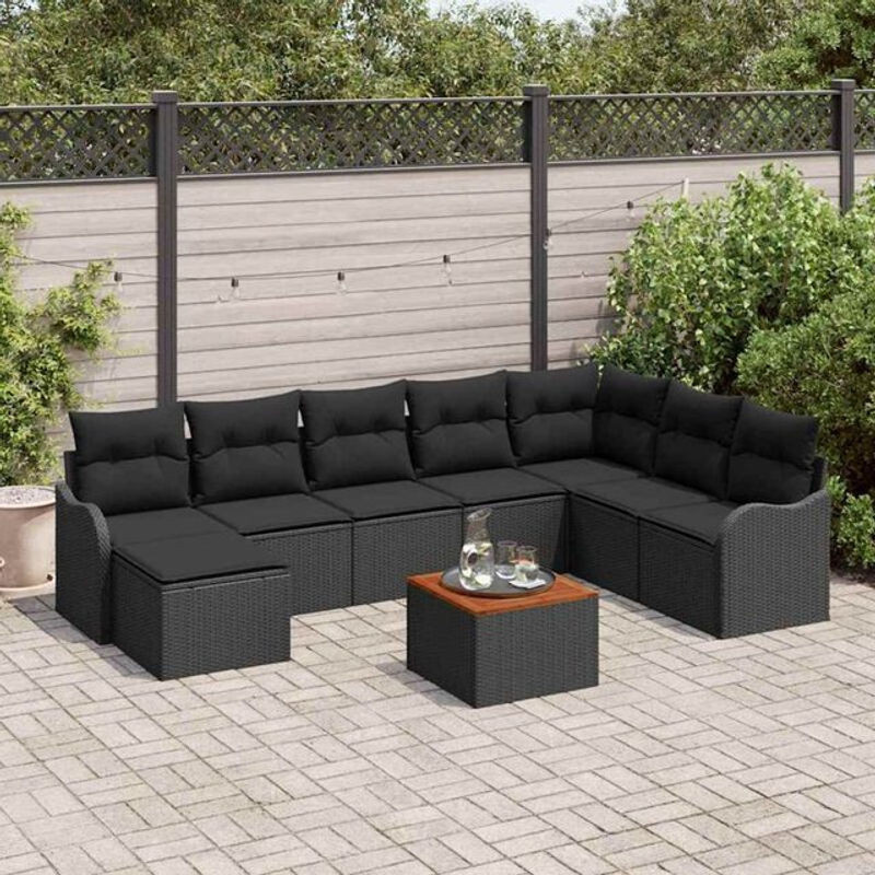vidaXL Garten-Sofa-Set aus Rattan und Metall in Schwarz für Erwachsene - Bild 1