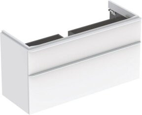 Geberit Waschtischunterschrank Smyle Square in Weiß Hochglanz mit 2 Schubladen, B/T/H: 118,4 x 61,7 x 47 cm - Bild 1