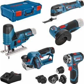 Bosch 5er Werkzeug-Set 12V mit Akkus und Ladegerät in der XL-BOXX, Blau - Bild 1