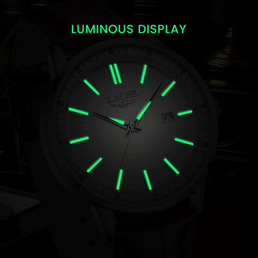 LIGE Armbanduhr Quarz, Leder, Weiß, Damen - Bild 3