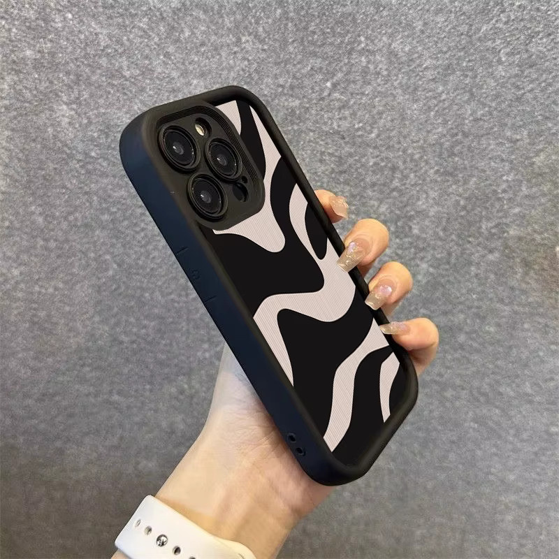 Silikon Handyhülle mit Zebra-Streifen und Gittermuster für iPhone 15 14 13 12 11 Pro Max XS X XR 7 8 Plus SE 2020 in Multicolour - Bild 2