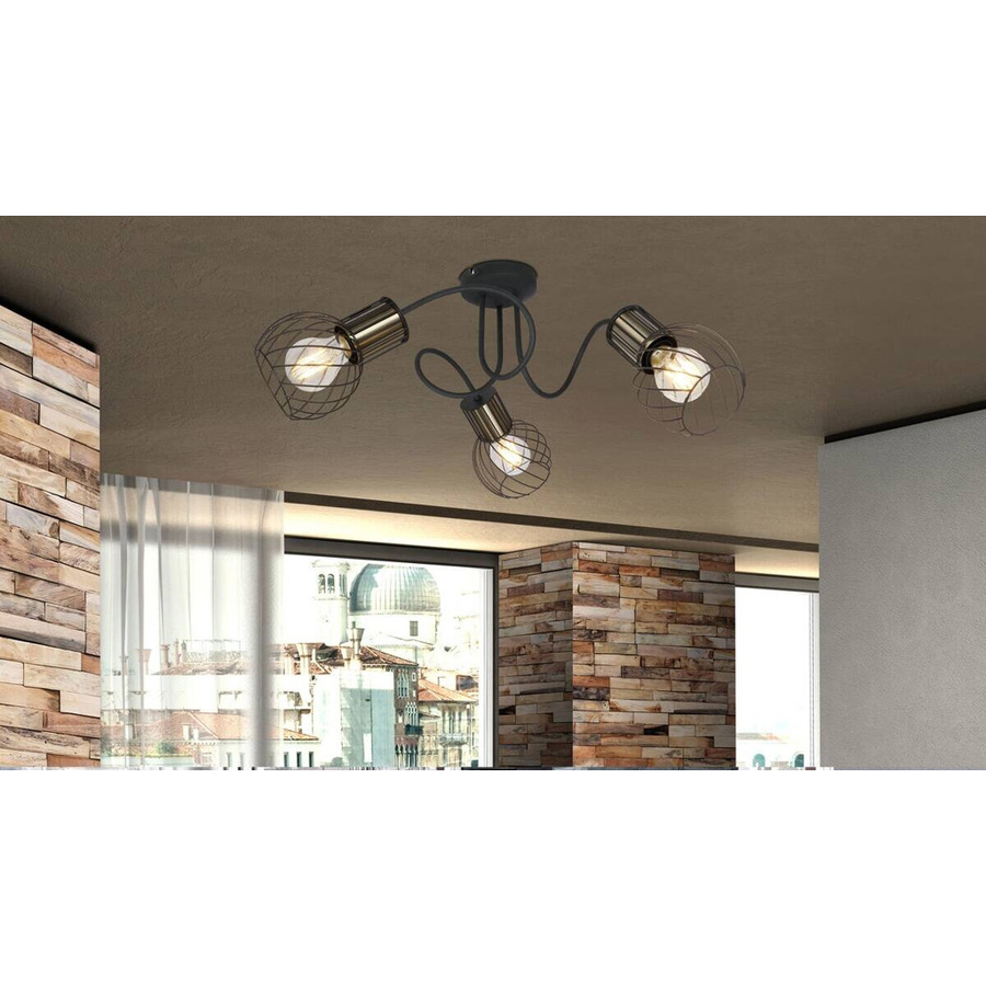 GLOBO Lighting Deckenleuchte ARGUSTO in Gold und Schwarz aus Metall mit 3 E27 Fassungen, H: 24 cm, D: 60 cm - Bild 2