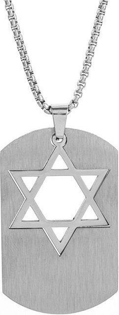 YIRAN Edelstahlkette, sechseckiger hohler Erkennungsmarkenanhänger, Weiß, Unisex - Bild 1
