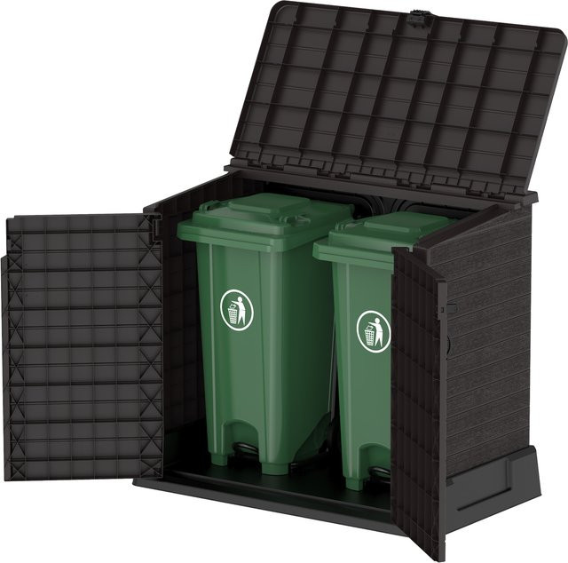 Duramax StoreAway Aufbewahrungsbox für 2 Mülltonnen aus Kunststoff in Braun, B/H/T: 110 x 74 x 130 cm - Bild 1