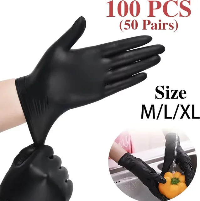 XMSJ Nitrilhandschuhe in Schwarz, latexfreie und puderfreie Einweghandschuhe für Haushalt, Reinigung, Tattoo und Friseur - Bild 1