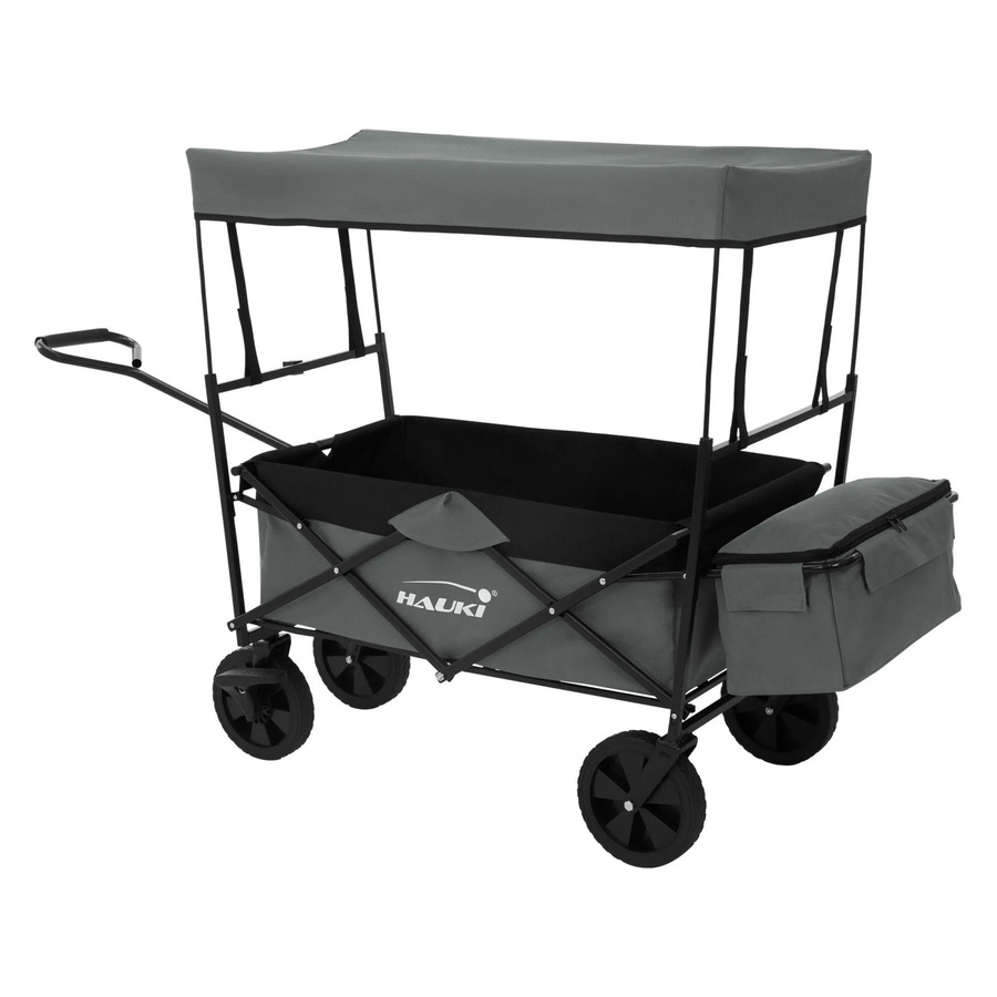 Hauki Bollerwagen faltbar mit Dach und Tasche in Grau für Kinder, Camping und Garten - Bild 3