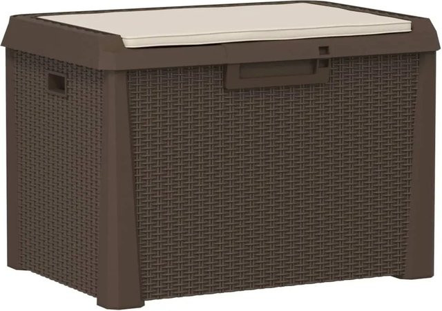 Furnicato Gartentruhe mit Sitzkissen in Braun aus Polypropylen mit 125 l Volumen und Soft-Close-Deckel - Bild 1