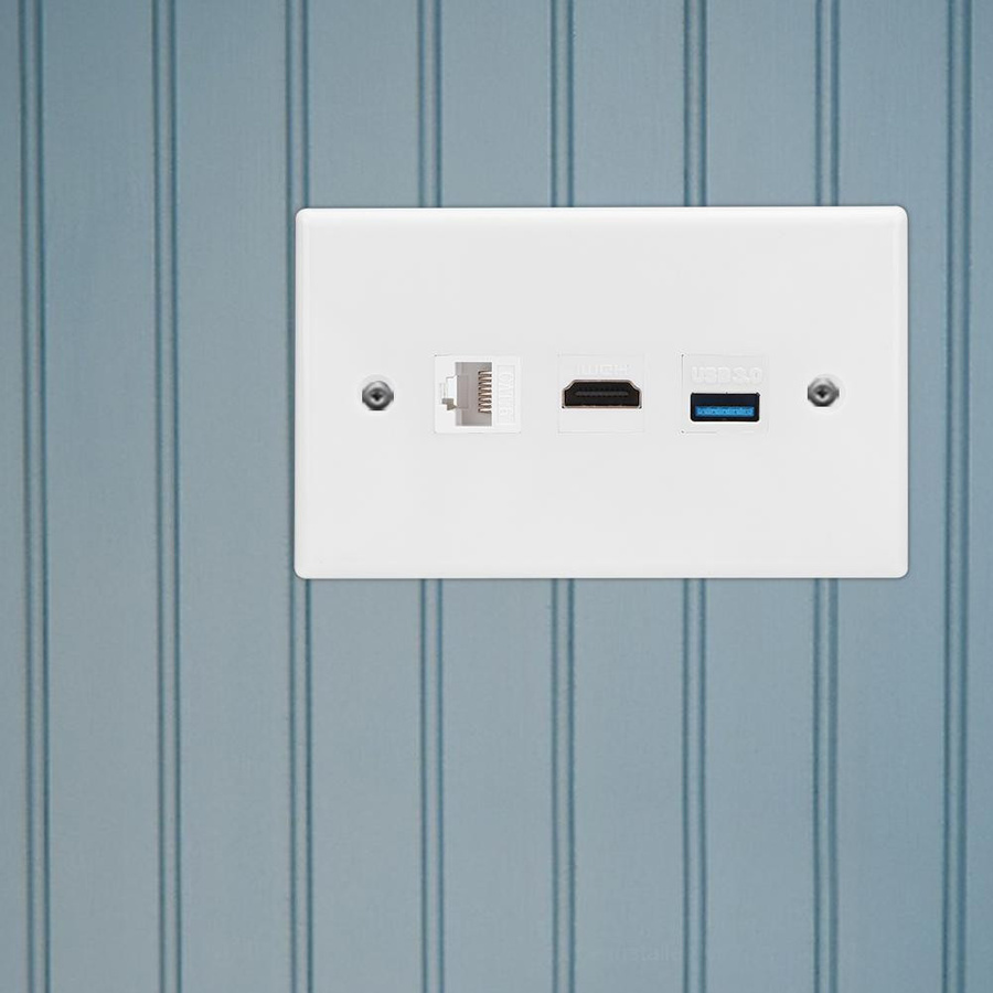 GoolRC Multimedia Wandpanel mit HDMI, USB 3.0 und CAT6 Ethernet Anschluss in Weiß - Bild 3
