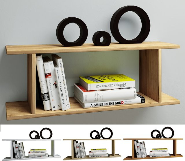 VCM Sirola Mini Holzregal hängend, Wandboard als Aufbewahrungsregal und Bücherregal, H x B x T: 28 x 80 x 20 cm - Bild 1