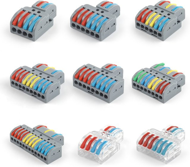 DIY GO 10 Stück Universelle Kompakte Drahtverbinder Set, Push-in Elektrische Kabelverbinder und Hebelklemmenblock für schnelle Installation - Bild 1