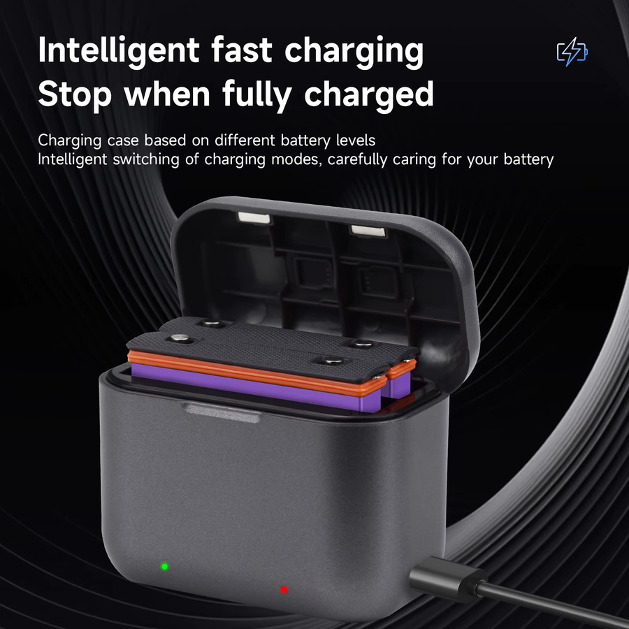 CITYORK Akku und 2-Slot-LED-Ladegerät Set für Insta360 X3, Li-Ion, 2300 mAh, Schwarz - Bild 4