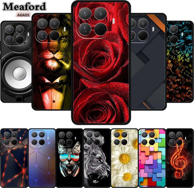 Anime Silikon Handyhülle für Xiaomi 17T Pro 5G mit Blumenmuster in Schwarz und Multicolour - Bild 1