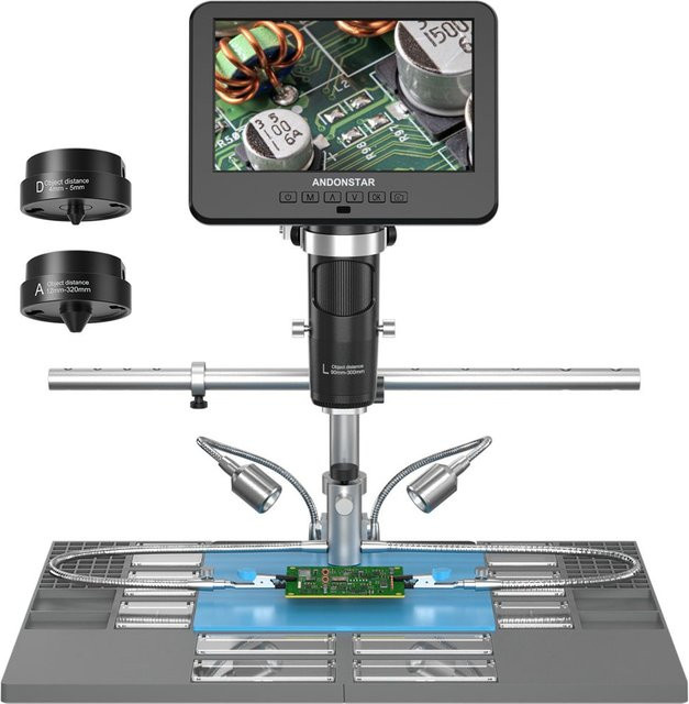 Andonstar AD246SM-Plus Trinokulares HDMI Digitalmikroskop 2160P UHD für PCB SMD Löten und Telefonreparatur, Schwarz - Bild 1