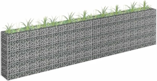 DELUKE Gabionen Hochbeet ROON aus verzinktem Stahl in Silber, B/T/H: 360 x 30 x 90 cm - Bild 1