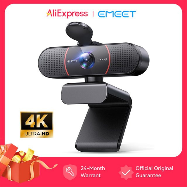 EMEET 4K UHD Webcam mit Autofokus und Mikrofonen in Schwarz für PC und Laptop - Bild 1