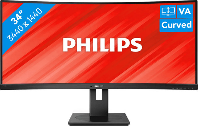 Philips LED-Monitor 346B1C/00 in Schwarz mit 34 Zoll, QHD 1440p Auflösung, VA-Panel, HDMI und USB-C - Bild 1