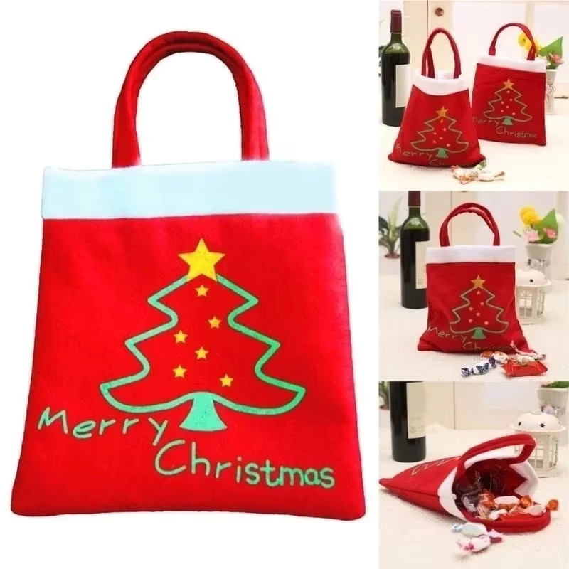 Rote Weihnachts-Geschenktasche für Kinder als Süßigkeiten-Beutel und Mini-Handtasche für Weihnachtsdekoration und Partys - Bild 2