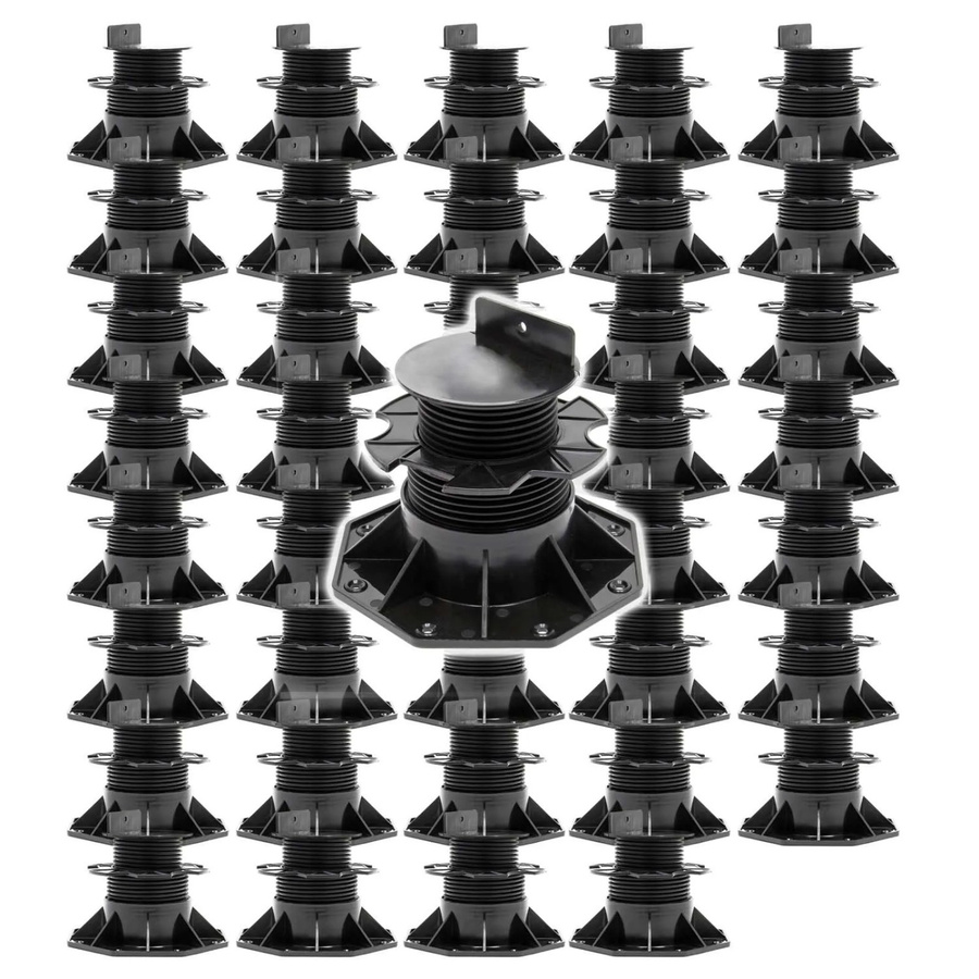 Xpotool Set 40 Stelzlager für Terrassen in Schwarz, höhenverstellbare Stellfüße aus Kunststoff, Tragkraft 2700 kg, Verstellbereich 60-138 mm - Bild 2