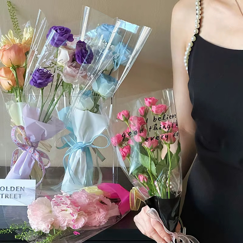 10 Stück transparente Zellophan-Blumenbeutel für einzelne Rosen von JETTING - Bild 2